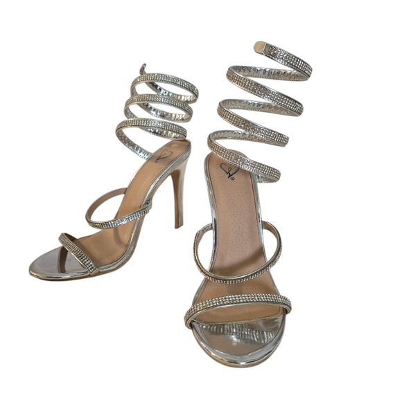 Winsor Shoes - Glamorous Silver Spiral Heels